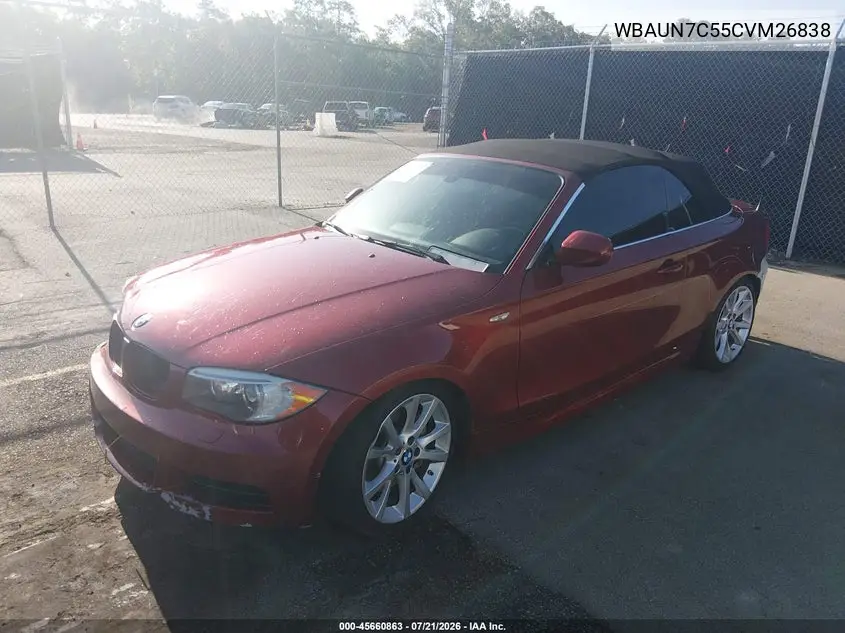 2012 BMW 135I VIN: WBAUN7C55CVM26838 Lot: 45660863