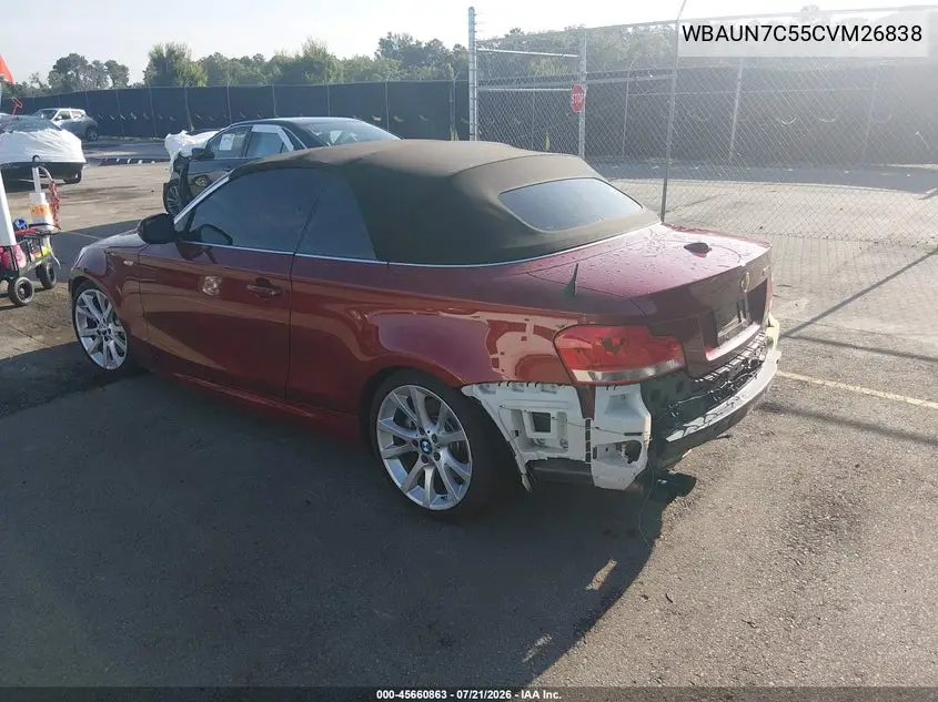 2012 BMW 135I VIN: WBAUN7C55CVM26838 Lot: 45660863