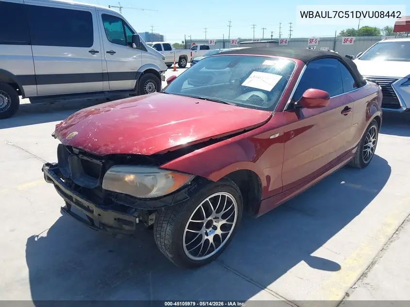 2013 BMW 128I VIN: WBAUL7C51DVU08442 Lot: 45105979