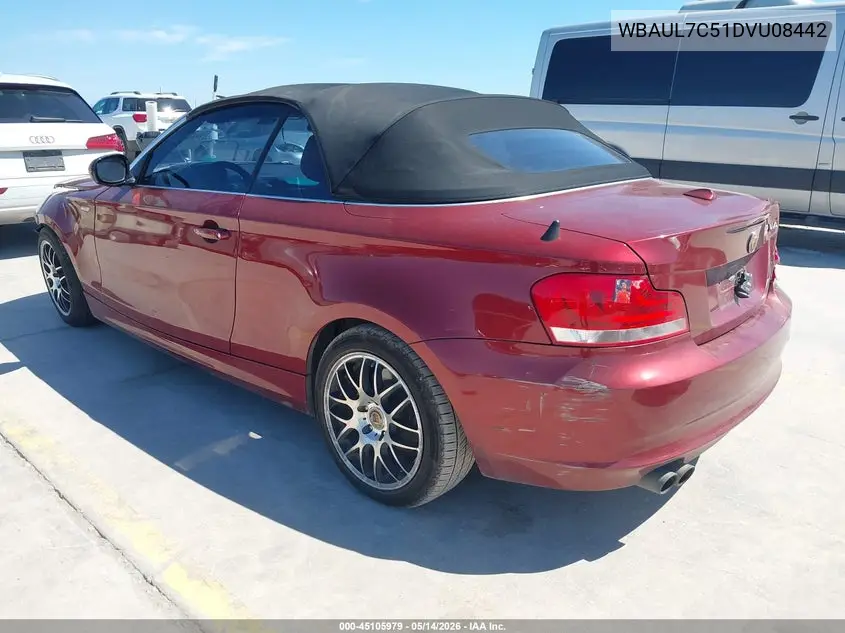2013 BMW 128I VIN: WBAUL7C51DVU08442 Lot: 45105979