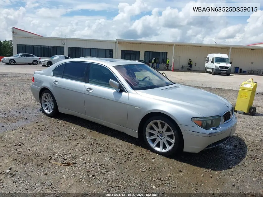 2005 BMW 745Li VIN: WBAGN63525DS59015 Lot: 45234765