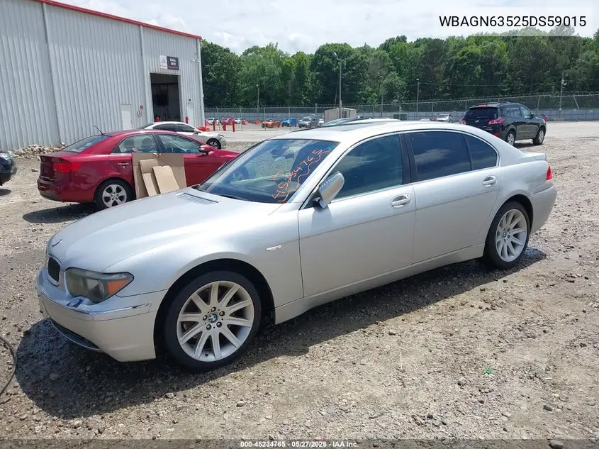 2005 BMW 745Li VIN: WBAGN63525DS59015 Lot: 45234765
