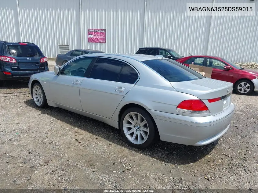 2005 BMW 745Li VIN: WBAGN63525DS59015 Lot: 45234765