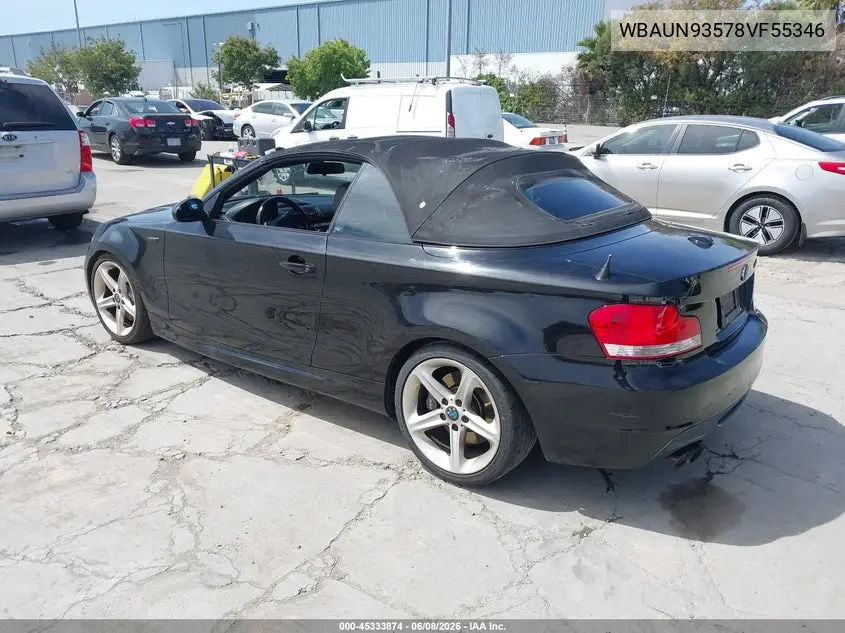 2008 BMW 135I VIN: WBAUN93578VF55346 Lot: 45333874