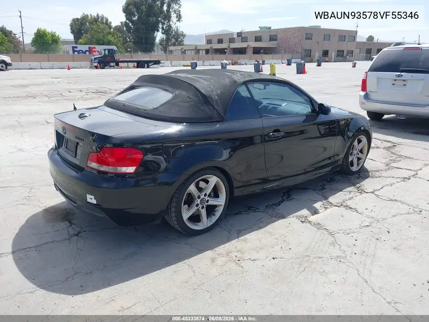 2008 BMW 135I VIN: WBAUN93578VF55346 Lot: 45333874
