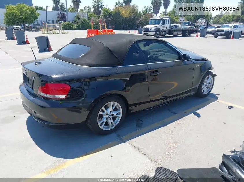 2008 BMW 128I VIN: WBAUN13598VH80384 Lot: 45407515