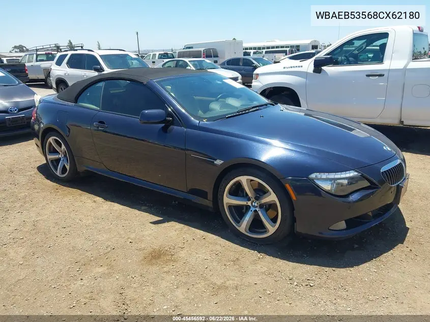 2008 BMW 650I VIN: WBAEB53568CX62180 Lot: 45456592