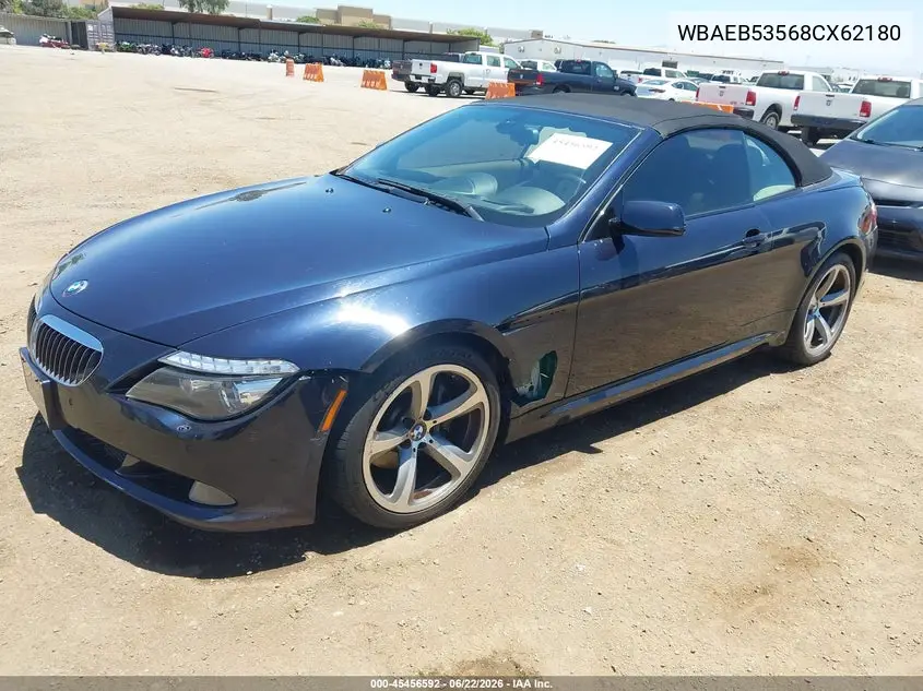 2008 BMW 650I VIN: WBAEB53568CX62180 Lot: 45456592