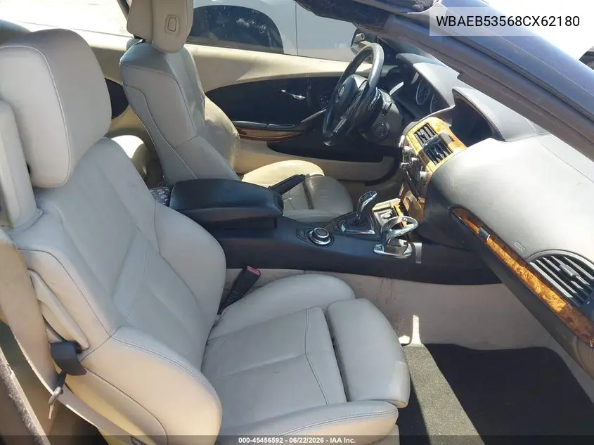 2008 BMW 650I VIN: WBAEB53568CX62180 Lot: 45456592