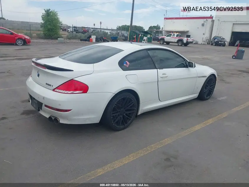 2009 BMW 650I VIN: WBAEA53549CV92535 Lot: 45110850