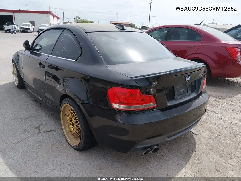 2012 BMW 135I VIN: WBAUC9C56CVM12352 Lot: 44770233