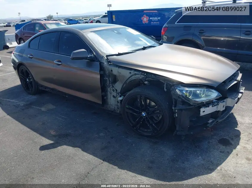 2015 BMW 650I Gran Coupe VIN: WBA6B2C54FGB99027 Lot: 45150672