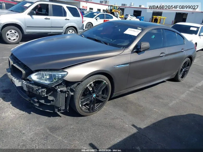 2015 BMW 650I Gran Coupe VIN: WBA6B2C54FGB99027 Lot: 45150672