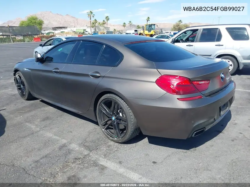 2015 BMW 650I Gran Coupe VIN: WBA6B2C54FGB99027 Lot: 45150672