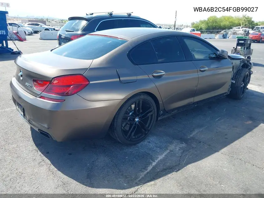 2015 BMW 650I Gran Coupe VIN: WBA6B2C54FGB99027 Lot: 45150672