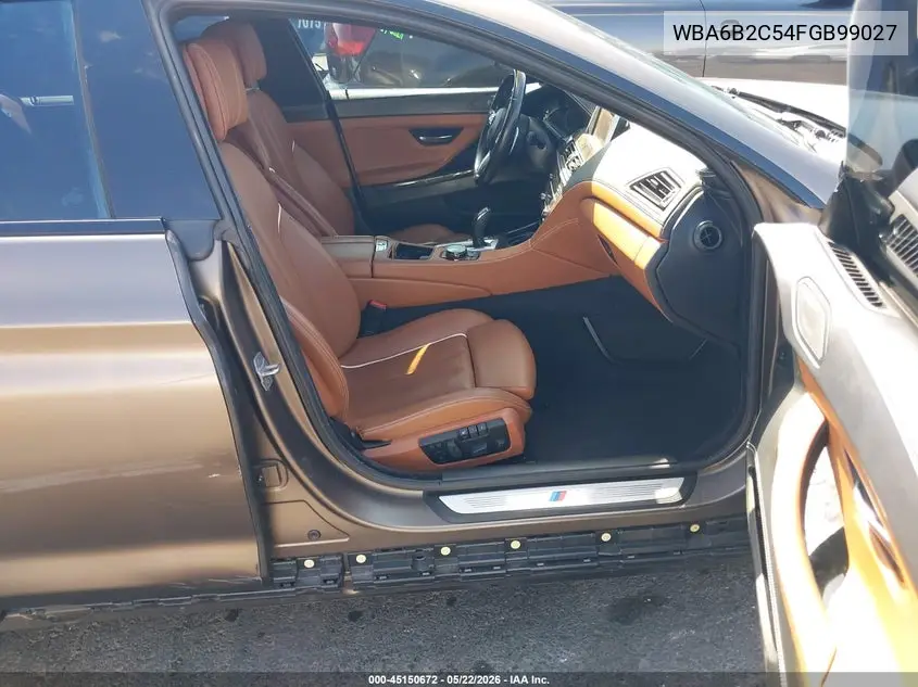 2015 BMW 650I Gran Coupe VIN: WBA6B2C54FGB99027 Lot: 45150672