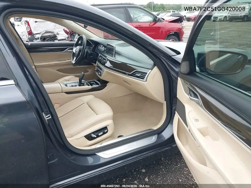 2016 BMW 750I xDrive VIN: WBA7F2C51GG420008 Lot: 45467263