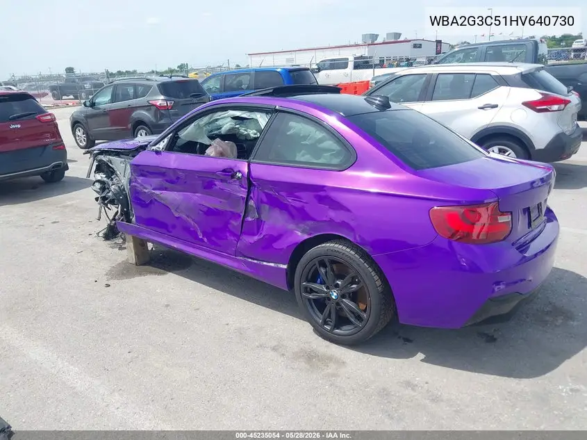 2017 BMW M240I xDrive VIN: WBA2G3C51HV640730 Lot: 45235054