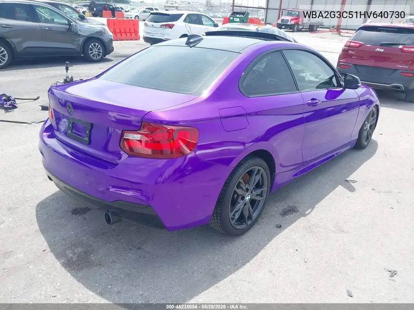 2017 BMW M240I xDrive VIN: WBA2G3C51HV640730 Lot: 45235054