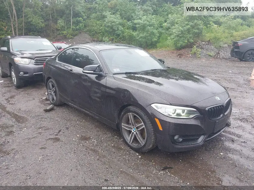 2017 BMW 230I VIN: WBA2F9C39HV635893 Lot: 45285825