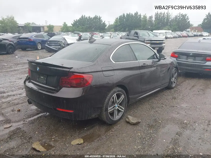 2017 BMW 230I VIN: WBA2F9C39HV635893 Lot: 45285825