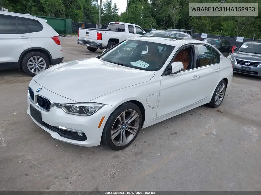 2017 BMW 330E Iperformance VIN: WBA8E1C31HA158933 Lot: 45403234