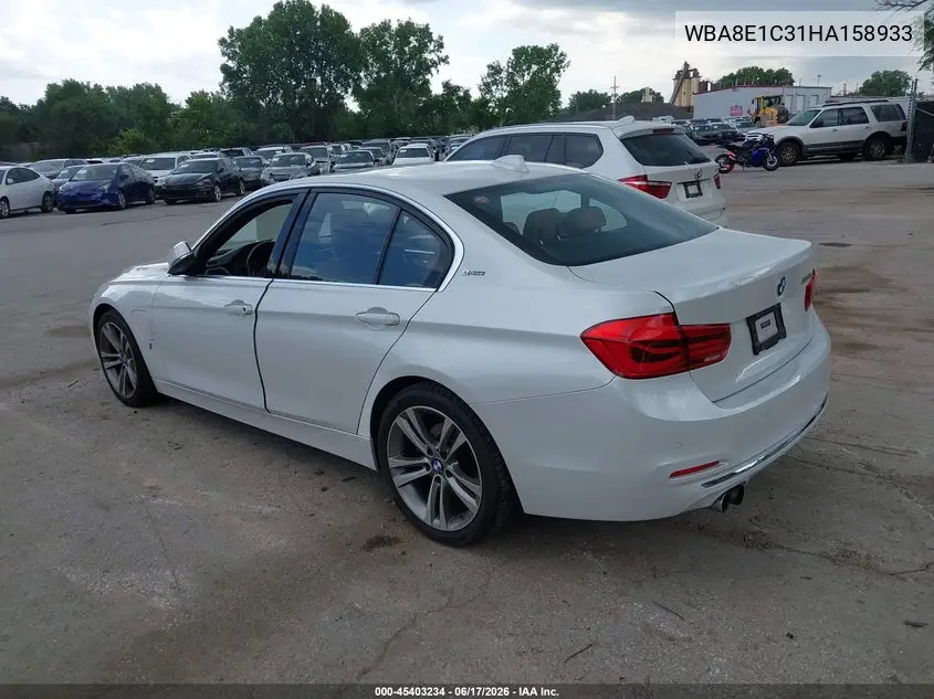 2017 BMW 330E Iperformance VIN: WBA8E1C31HA158933 Lot: 45403234