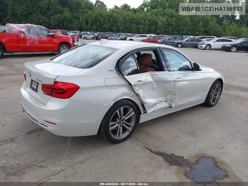 2017 BMW 330E Iperformance VIN: WBA8E1C31HA158933 Lot: 45403234