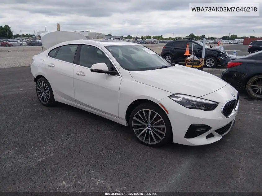 2021 BMW 228I Gran Coupe xDrive VIN: WBA73AK03M7G46218 Lot: 45193367