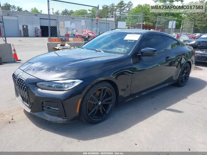 2021 BMW 430I xDrive VIN: WBA73AP00MCG87583 Lot: 45198225