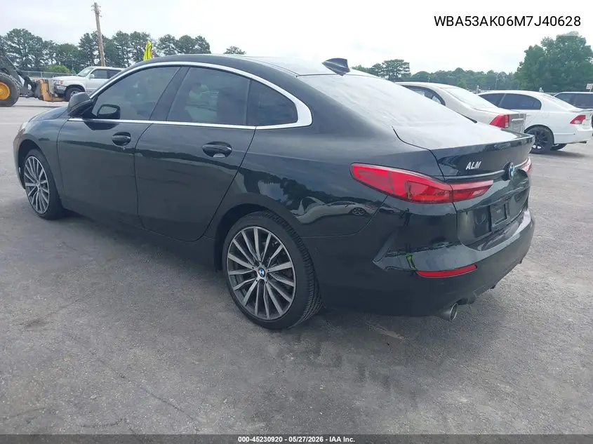2021 BMW 228I Gran Coupe Sdrive VIN: WBA53AK06M7J40628 Lot: 45230920