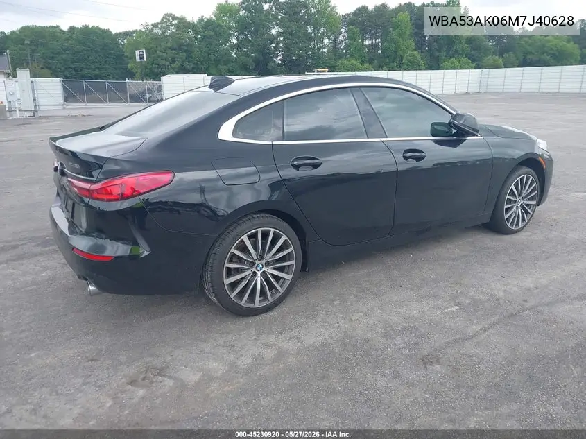 2021 BMW 228I Gran Coupe Sdrive VIN: WBA53AK06M7J40628 Lot: 45230920