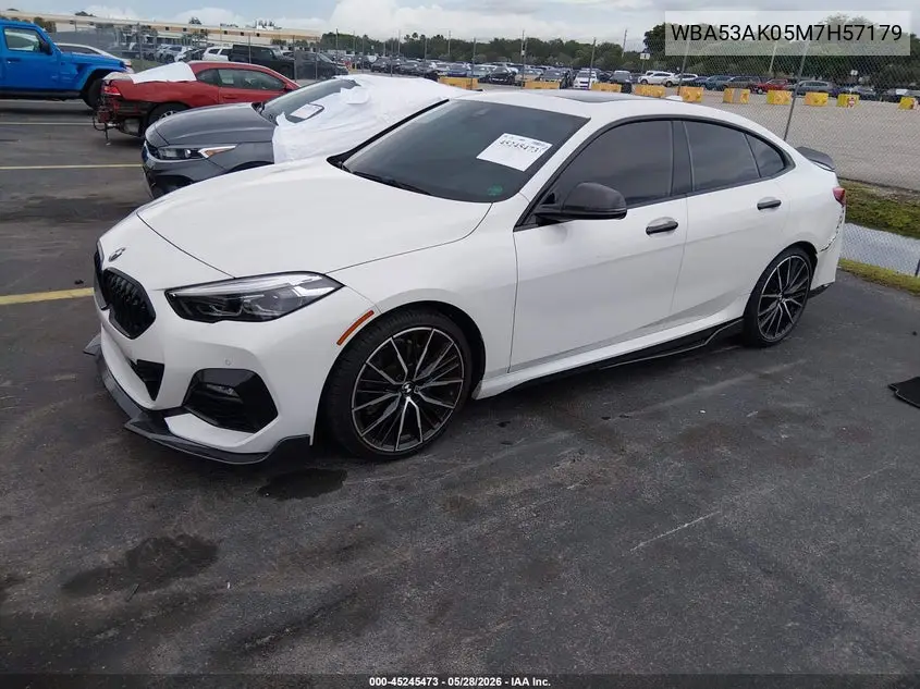 2021 BMW 228I Gran Coupe Sdrive VIN: WBA53AK05M7H57179 Lot: 45245473