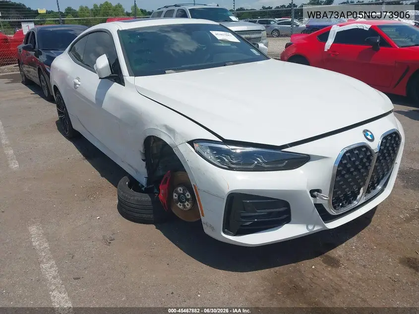 2022 BMW 430I xDrive VIN: WBA73AP05NCJ73906 Lot: 45467882