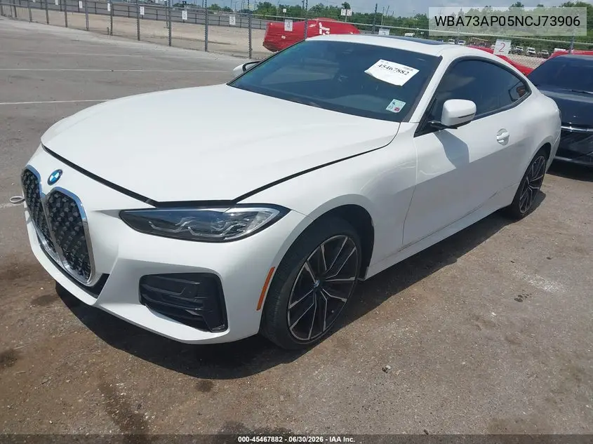 2022 BMW 430I xDrive VIN: WBA73AP05NCJ73906 Lot: 45467882