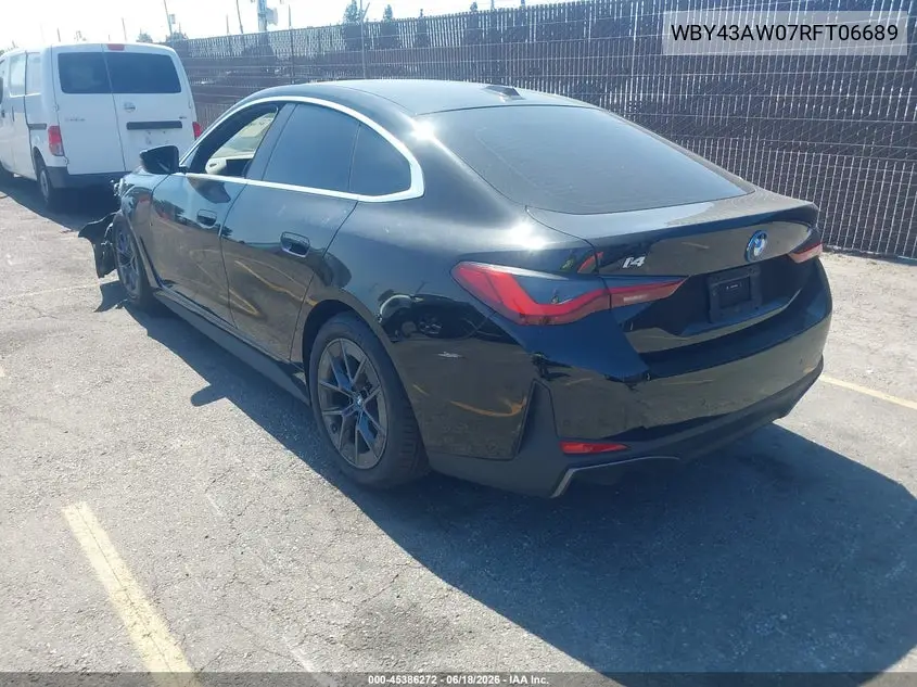 2024 BMW I4 Gran Coupe Edrive35 VIN: WBY43AW07RFT06689 Lot: 45386272