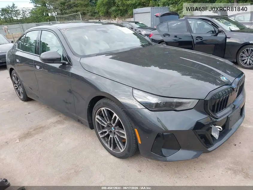 2024 BMW 540I xDrive VIN: WBA63FJ0XRCR81840 Lot: 45412633