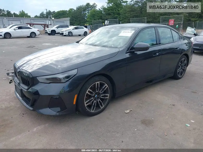2024 BMW 540I xDrive VIN: WBA63FJ0XRCR81840 Lot: 45412633