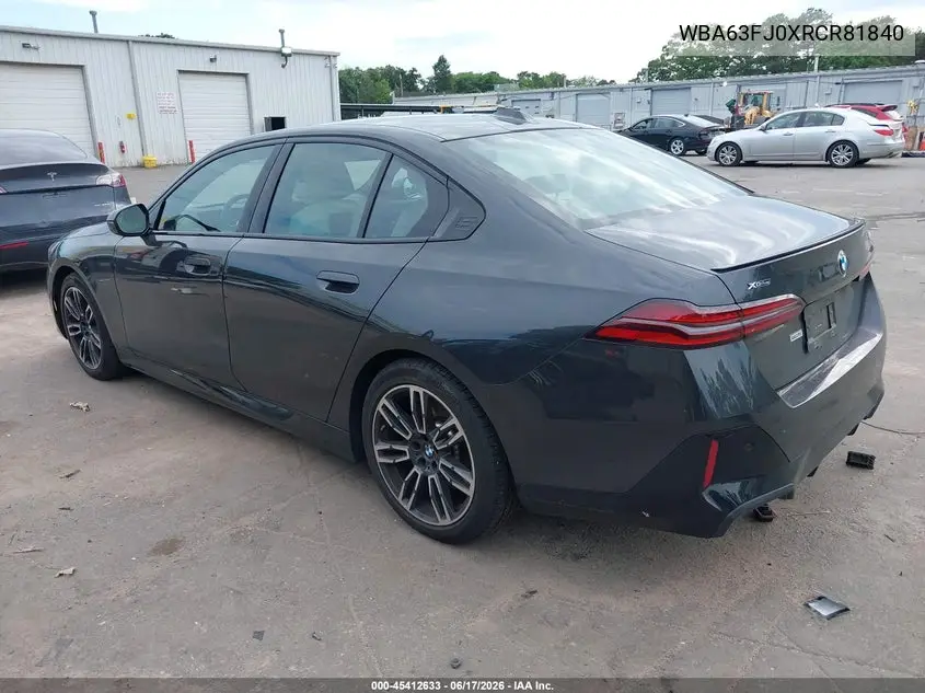 2024 BMW 540I xDrive VIN: WBA63FJ0XRCR81840 Lot: 45412633