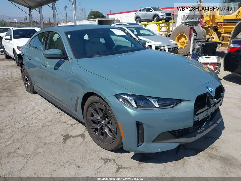 2025 BMW I4 Gran Coupe Edrive40 VIN: WBY23HD04SFV07491 Lot: 45373396