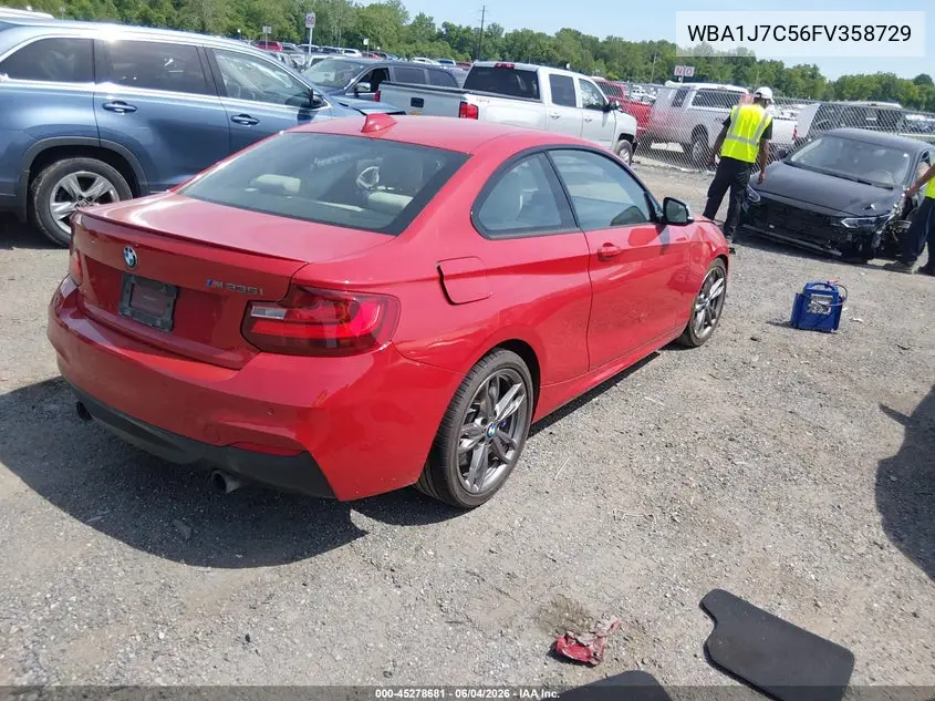 2015 BMW M235 VIN: WBA1J7C56FV358729 Lot: 45278681