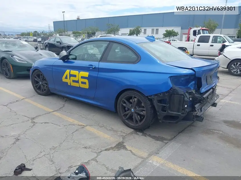 2017 BMW M240I VIN: WBA2G1C32HV639301 Lot: 45243226