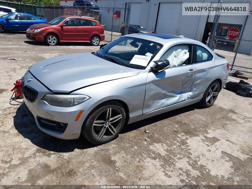 2017 BMW 230I VIN: WBA2F9C38HV664818 Lot: 45443880