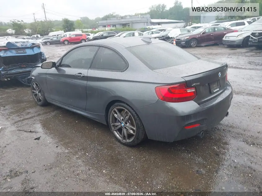 2017 BMW M240I xDrive VIN: WBA2G3C30HV641415 Lot: 45454839