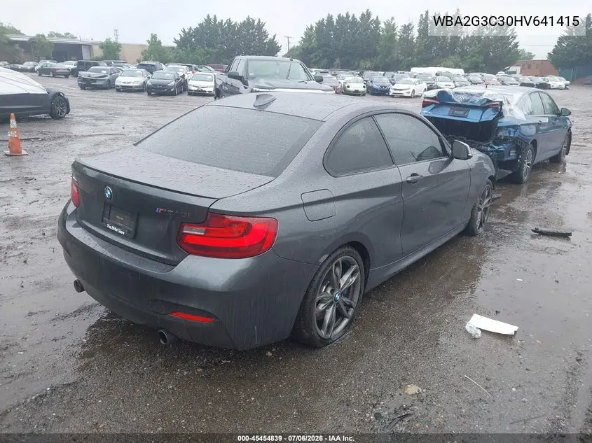 2017 BMW M240I xDrive VIN: WBA2G3C30HV641415 Lot: 45454839