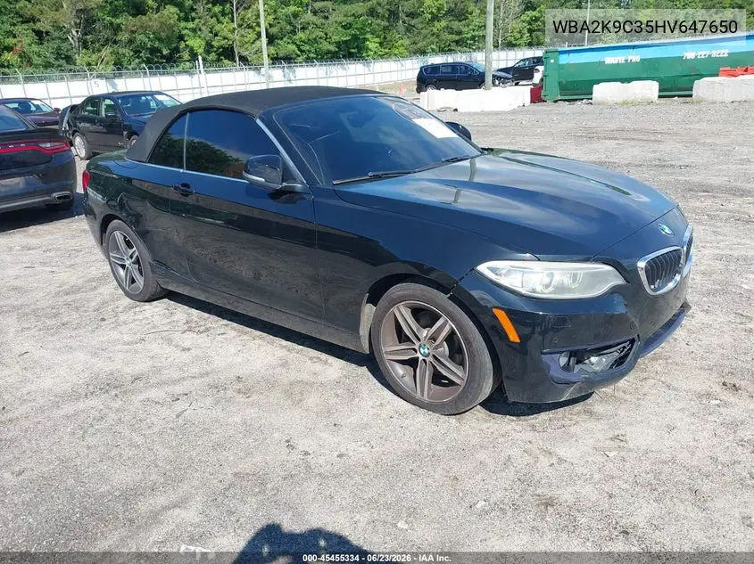 2017 BMW 230I VIN: WBA2K9C35HV647650 Lot: 45455334