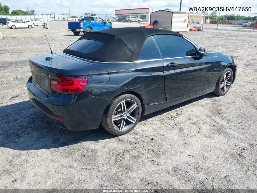 2017 BMW 230I VIN: WBA2K9C35HV647650 Lot: 45455334