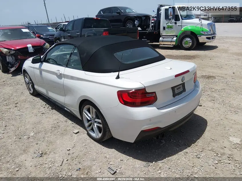 2017 BMW 230I VIN: WBA2K9C33HV647355 Lot: 45503091