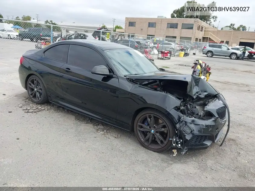 2017 BMW M240I VIN: WBA2G1C38HV639027 Lot: 45535841