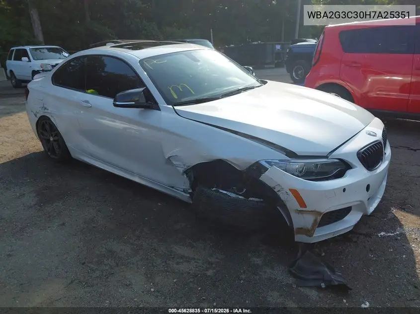 2017 BMW M240I xDrive VIN: WBA2G3C30H7A25351 Lot: 45628835